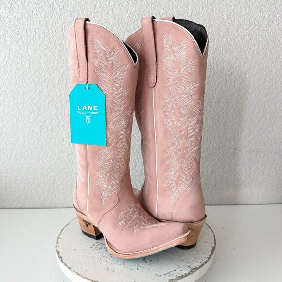 Lane Gallatin Womens Cowboy Boots 7.5 Pink Cowgirl Western Mid Calf Pointed Toe - Picture 13 of 13